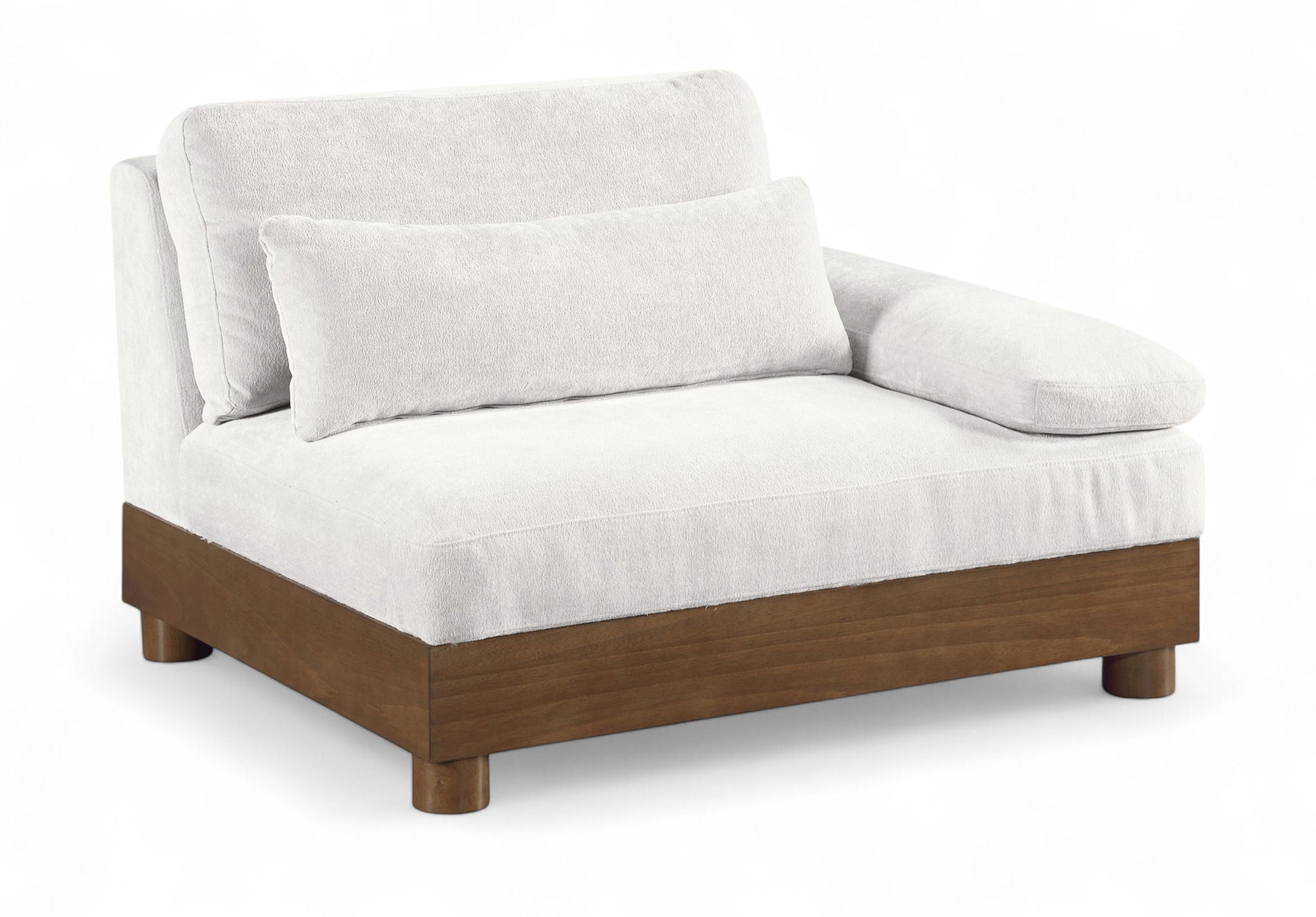 Turin - Chenille Fabric Upholstered Modular Arm Chair - Walnut Base