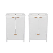 48" Bathroom Vanity Set With Textured Door Panels, Soft Close Hinges, Single Faucet Hole, Large Storage & Drawer - White