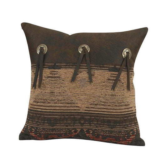 Sierra - Concho Square Throw Pillow - Brown / Tan