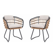 Patio All Weather Armchairs With Cushions (Set of 2) - Beige