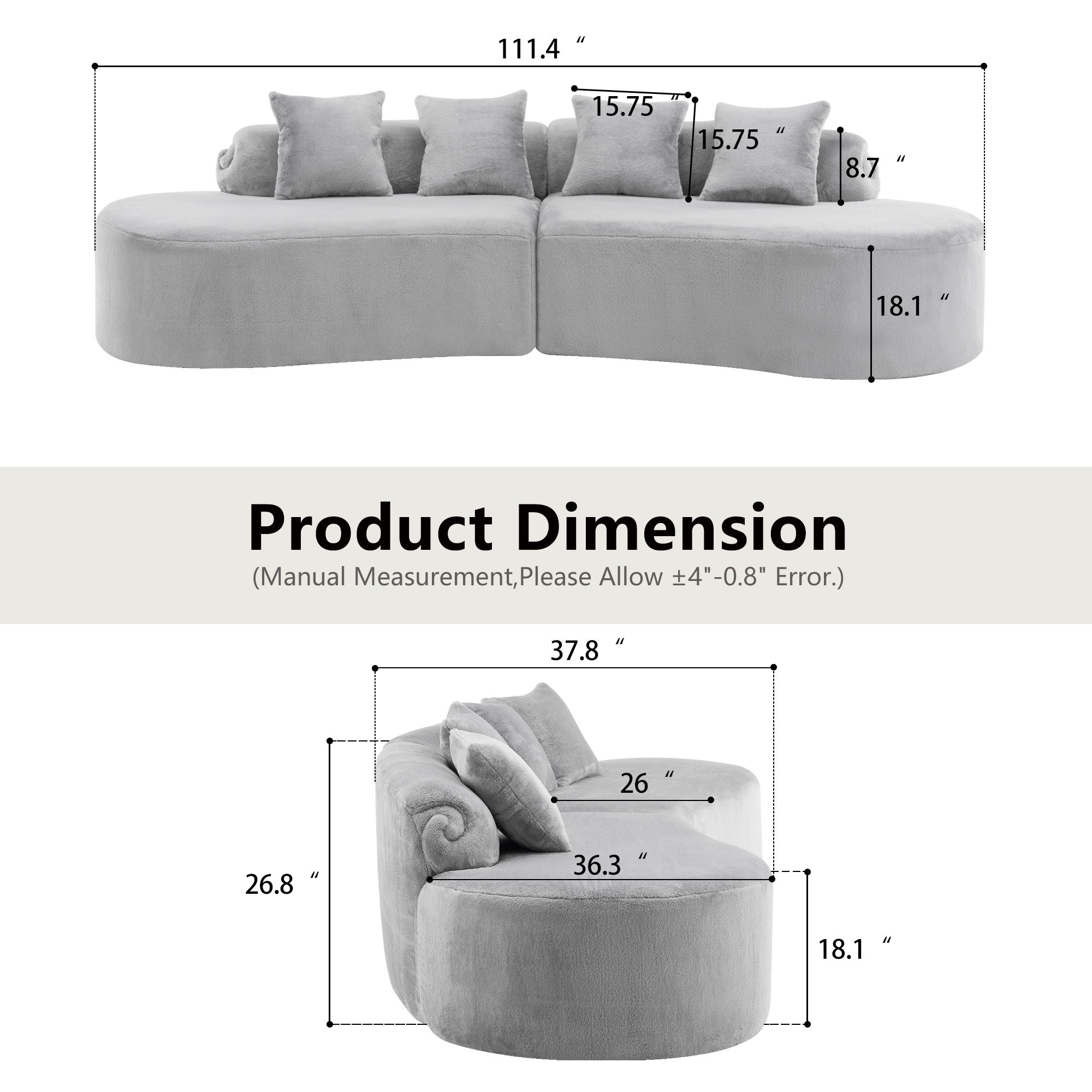 Modern Curved Sofa With Pillows