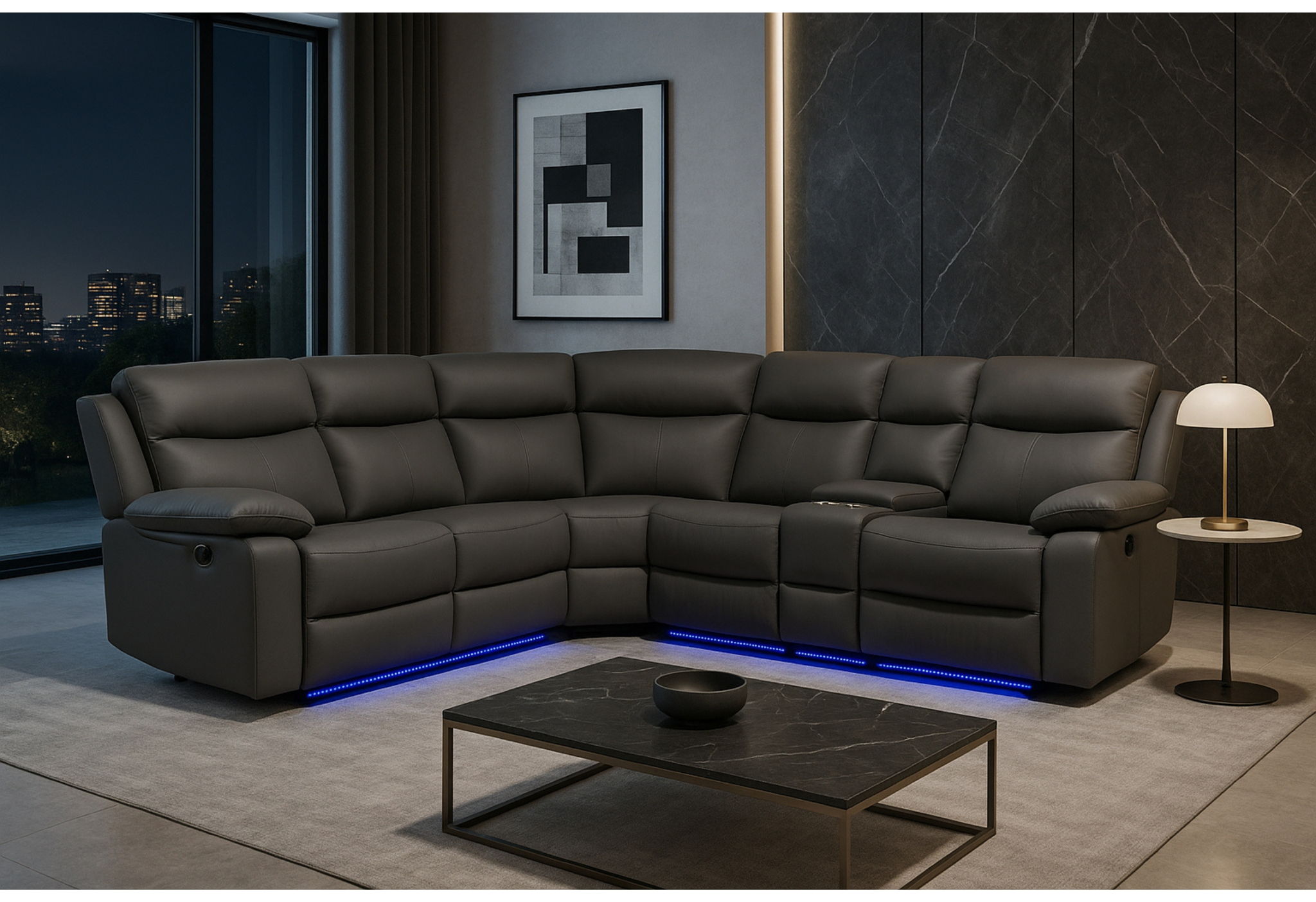 U6026 - 46A Right Side Facing Sectional With LED And Speaker - Gray