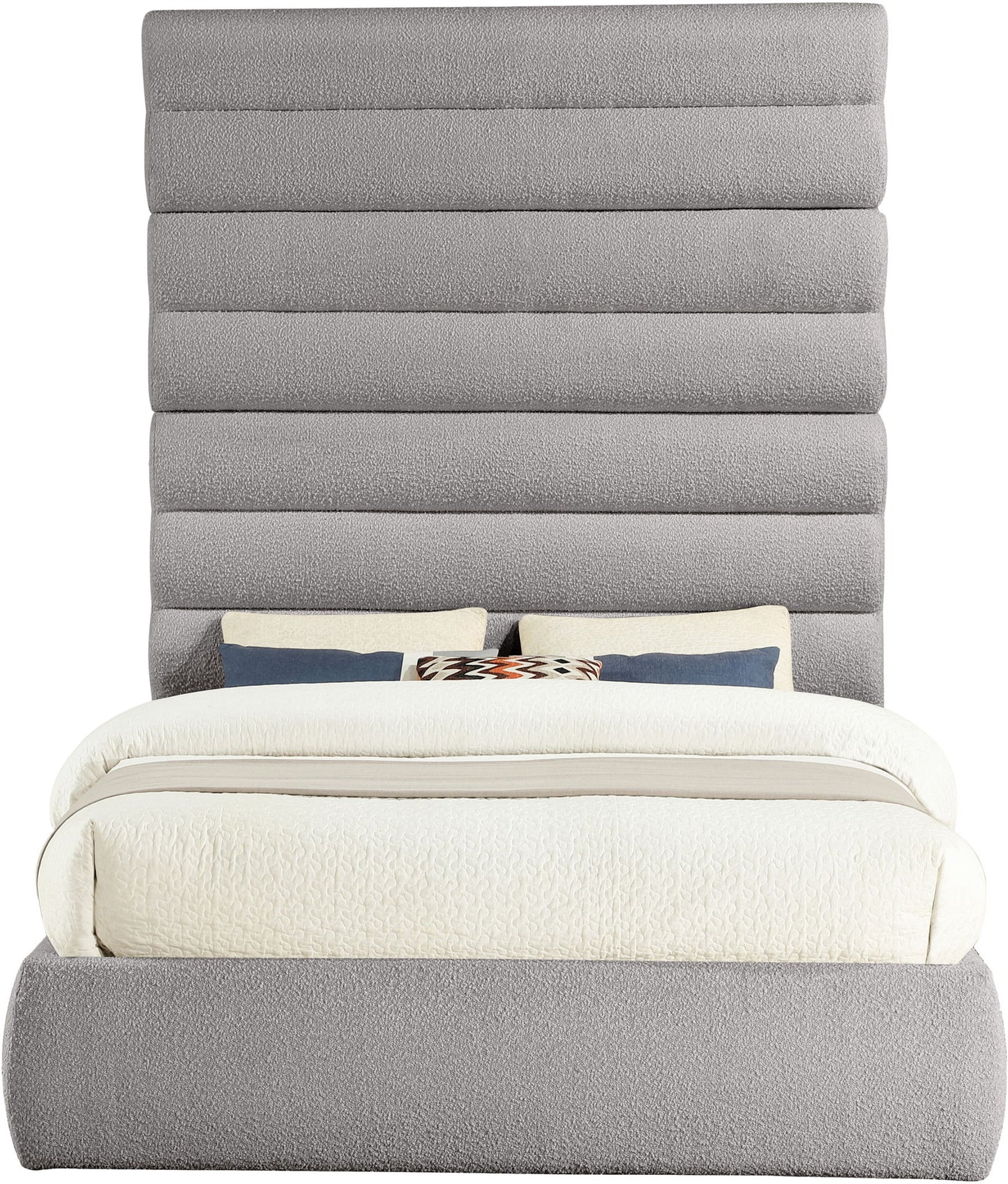 Adam - Boucle Fabric Bed With 89" Headboard