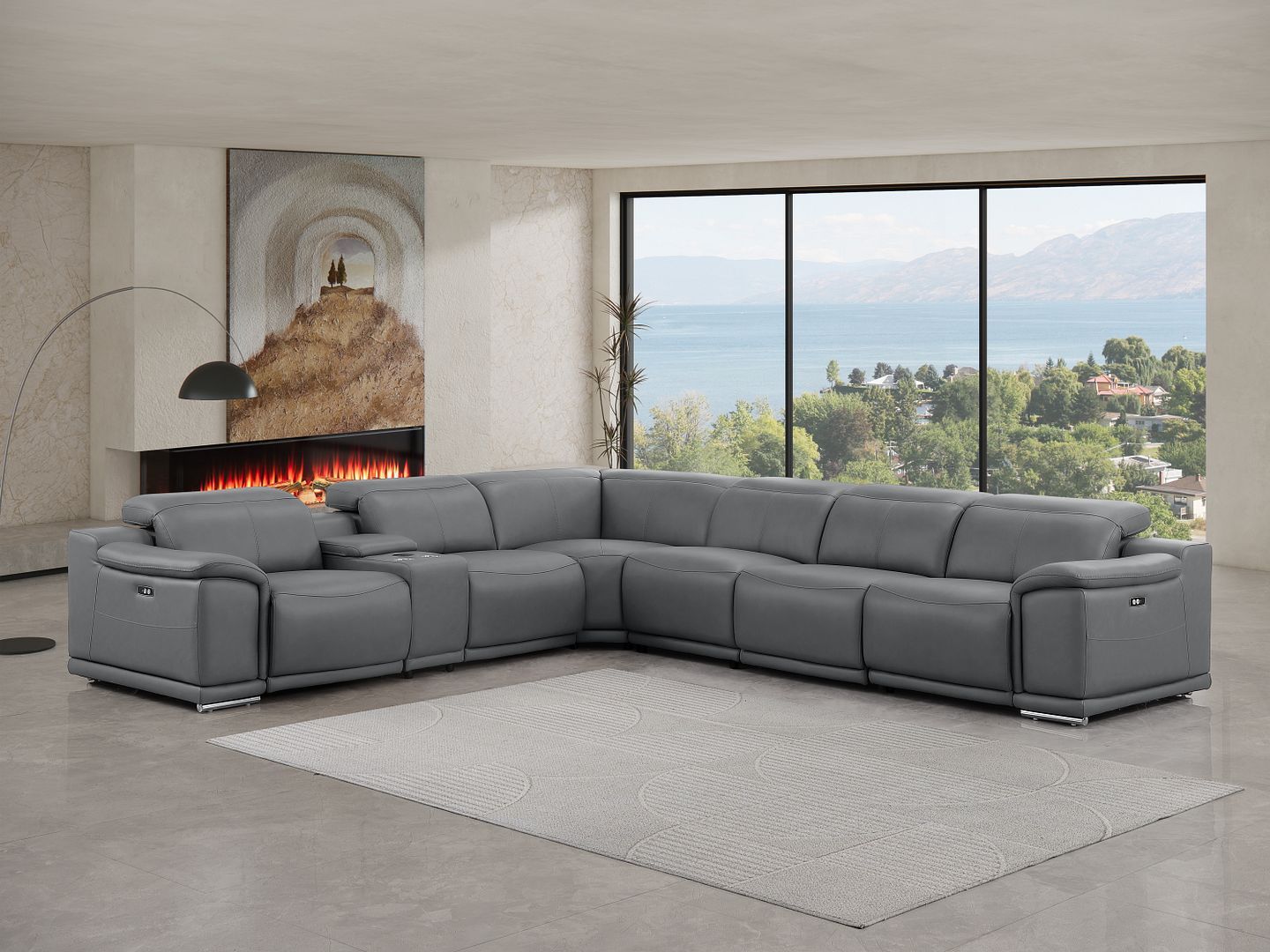 2679 - 7-Piece L-Shaped Power Reclining Sectional In Genuine Leather (3 Recliners)