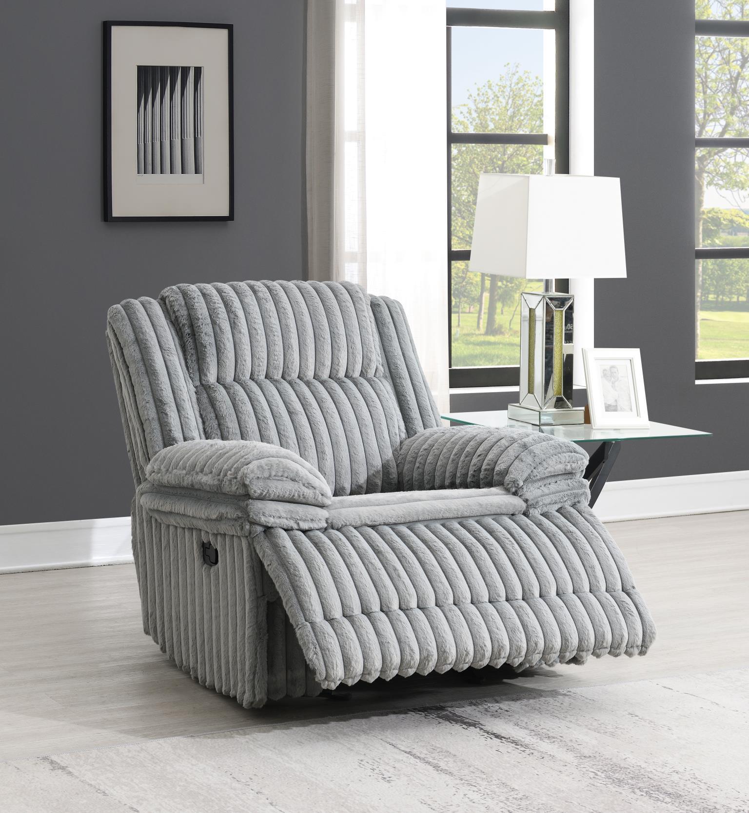 U113 - Corduroy Motion Chair - Gray