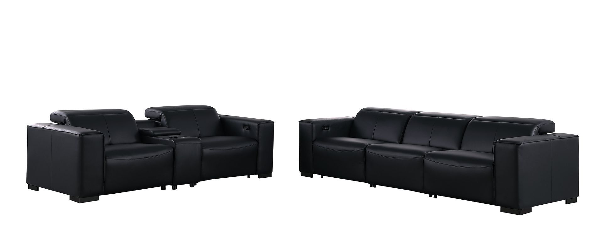 1208 - Leather Reclining Set (Sofa & Loveseat With 5 Power Recliners)