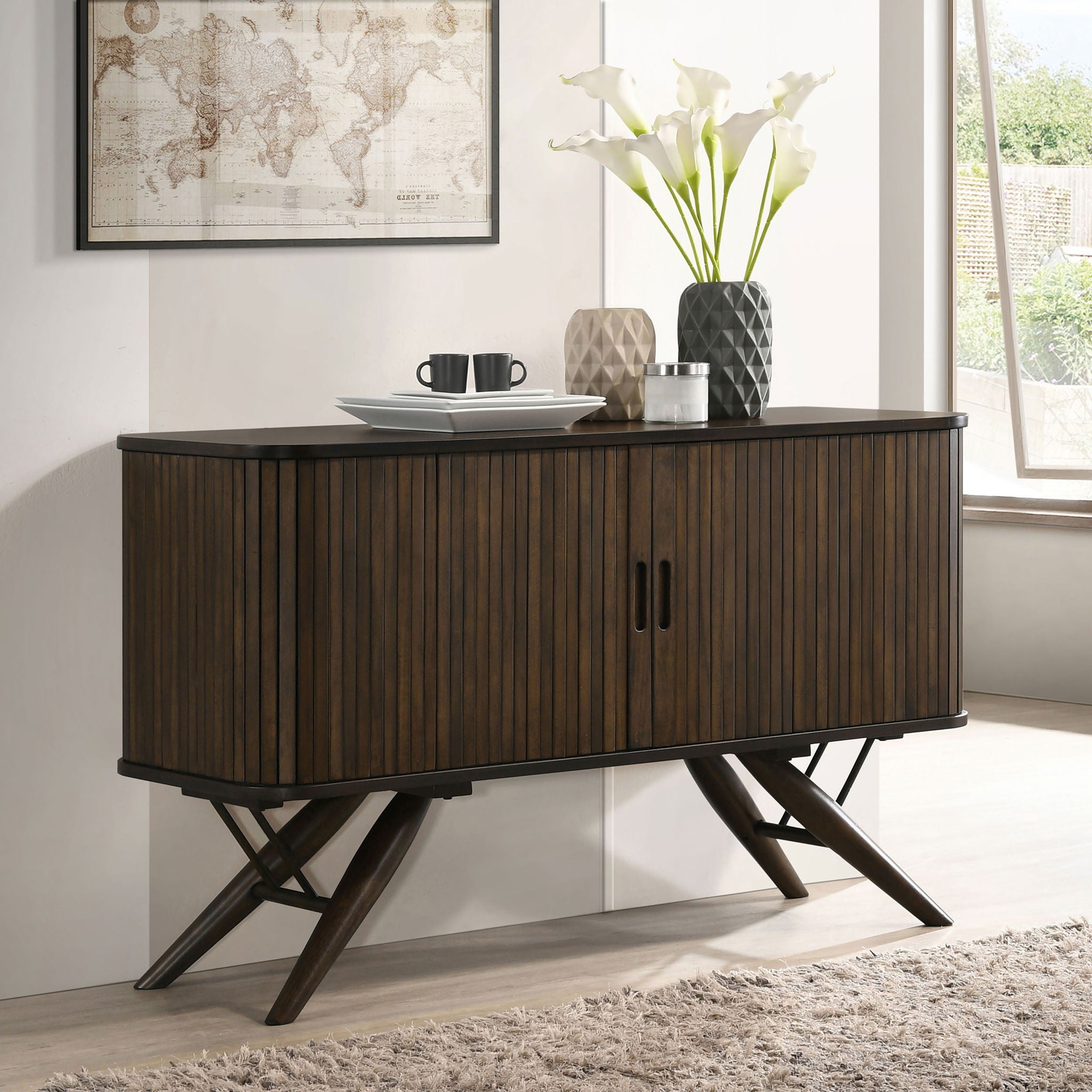 Wes - 2 Door Sideboard Buffet Storage Cabinet - Walnut