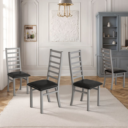 Metal Dining Chairs With Steel Legg, High Back Armless Design