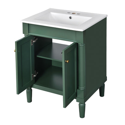Bathroom Vanity With Top Sink, 2 Tier Storage Cabinet