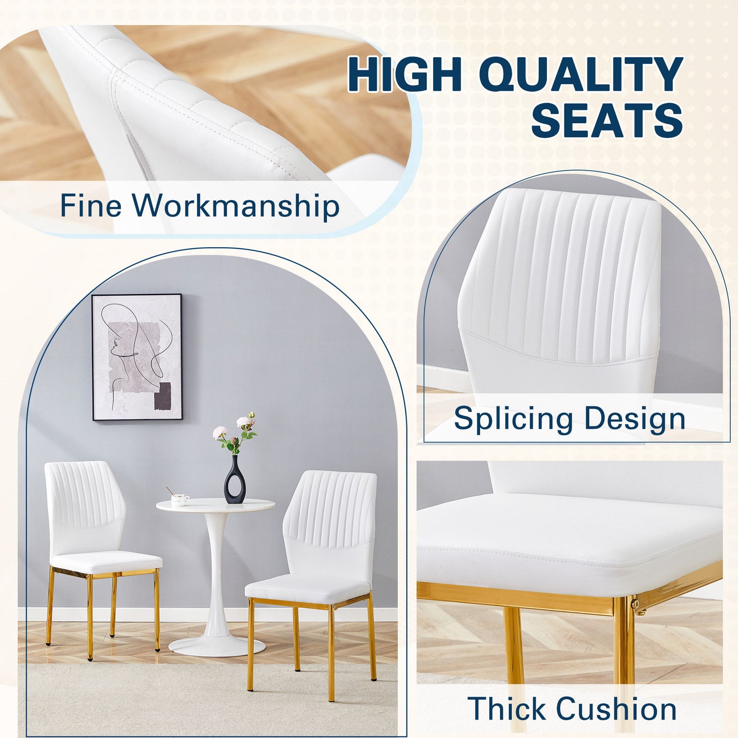 Luxury Simple Chair With Metal Gold Leg