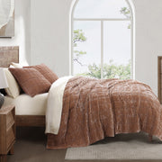 Stella - Full/Queen Faux Silk Velvet Double Box Stitch Quilt Set (Set of 3) - Dusty Rose