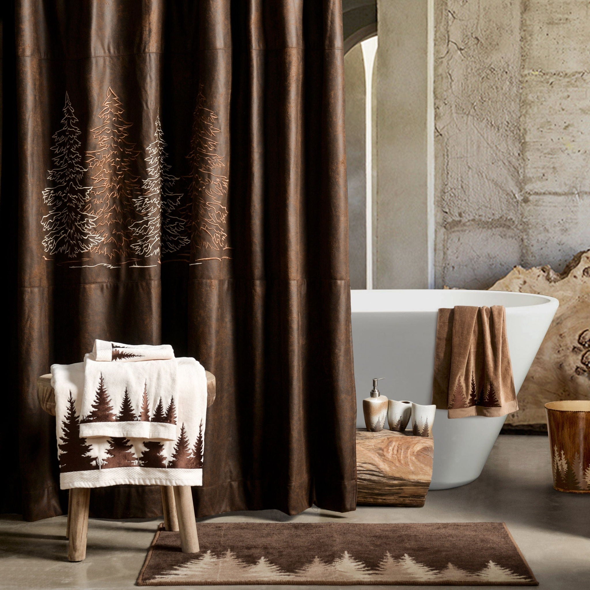 Clearwater Pines - Bathroom Sets (Set of 8) - Cream / Brown