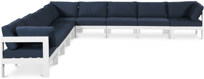 Nizuc - Outdoor Patio 9 Piece Modular Sectional With White Frame