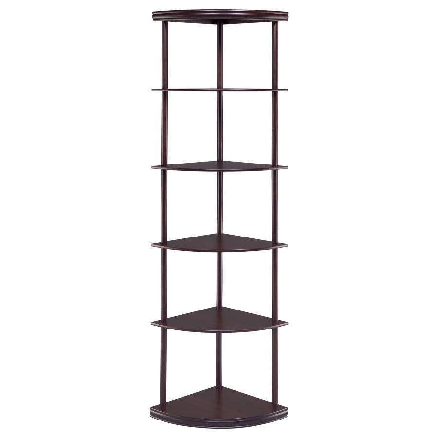 Bonwick - 5-Shelf Corner Bookshelf - Cappuccino