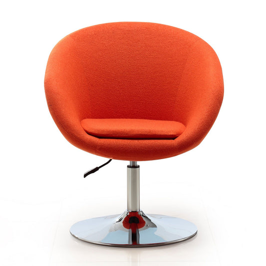 Upholstered Swivel Lounge Chair & Adjustable Height - Orange