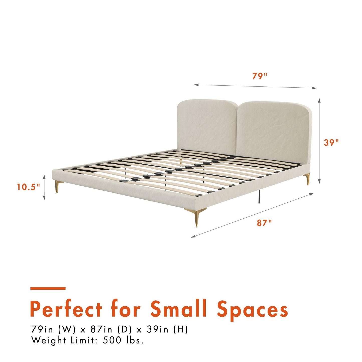 Coco - King Size Upholstered Bed - Ivory