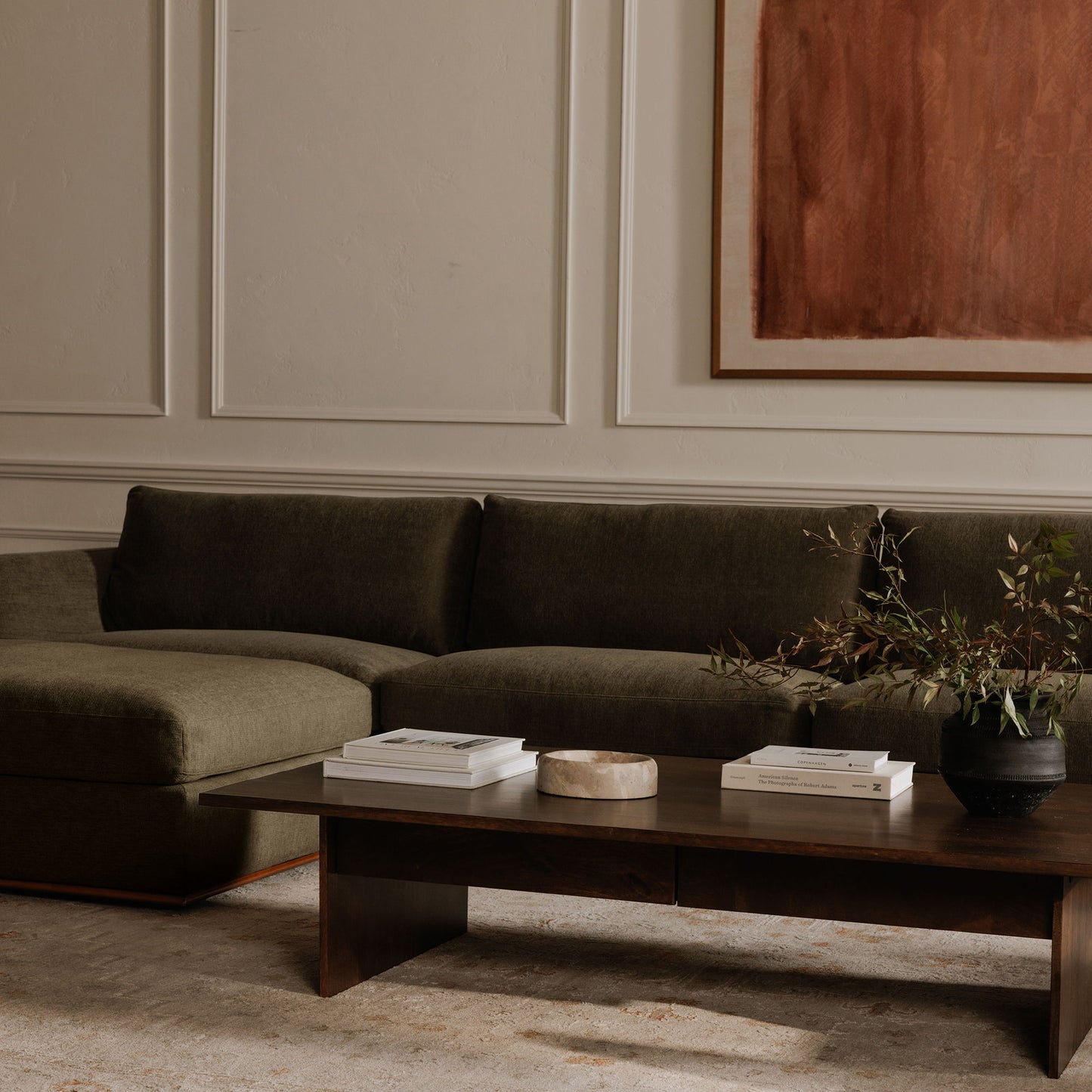 Rue - Classic L Modular Sectional - Dark Green
