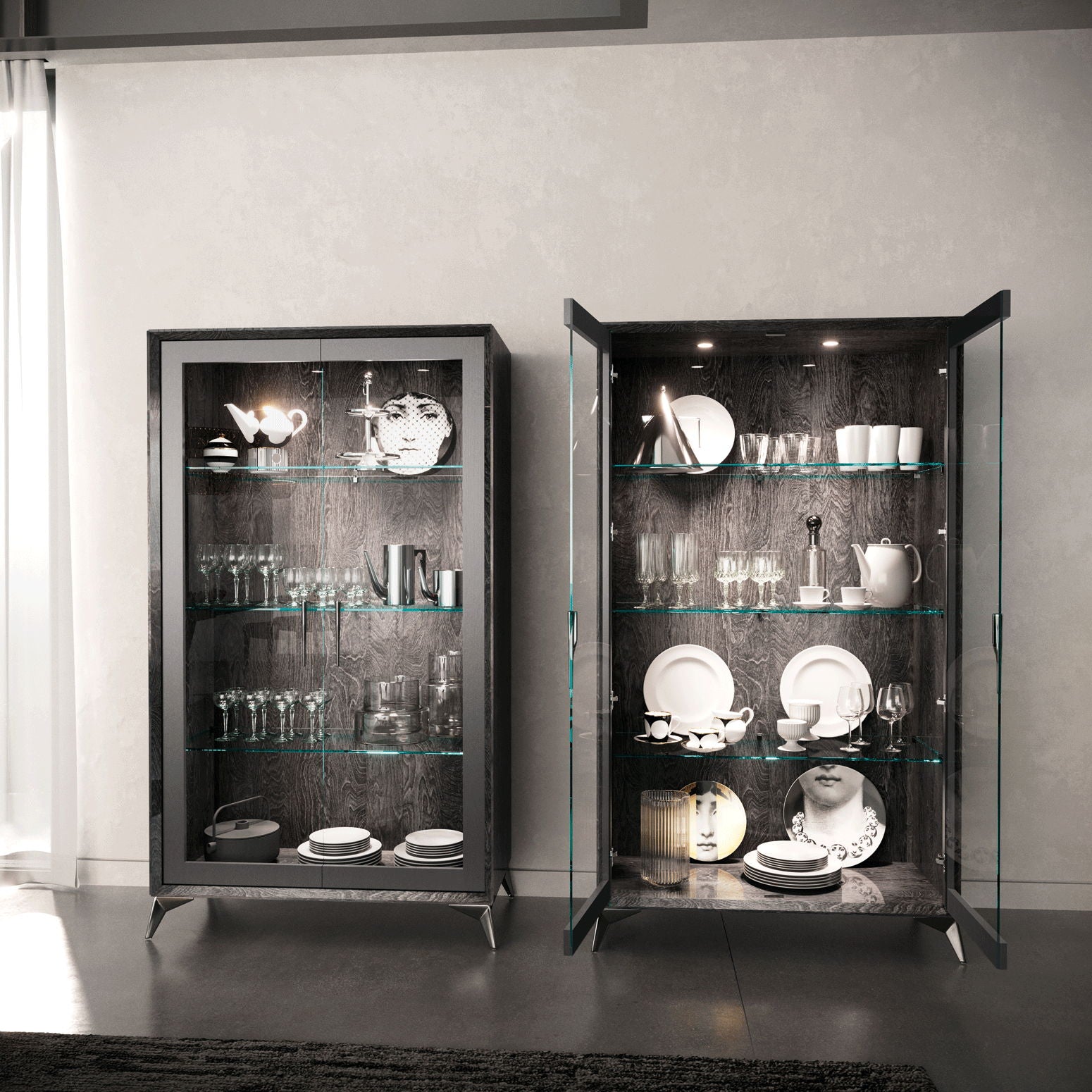 Krystal - 2 Door Vitrine - Black