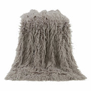 Mongolian Fur - Faux Fur Throw Blanket - Gray