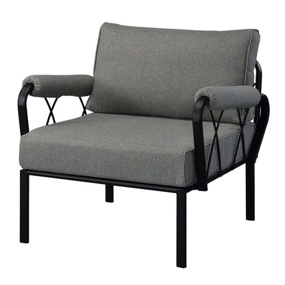 Rajni - Patio Arm Chair - Gray Fabric & Black