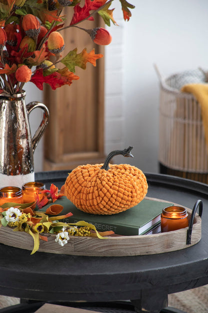 Chenille Weighted Pumpkin Ornament Decor For Holiday Harvest Festival Fall Festival & Thanksgiving