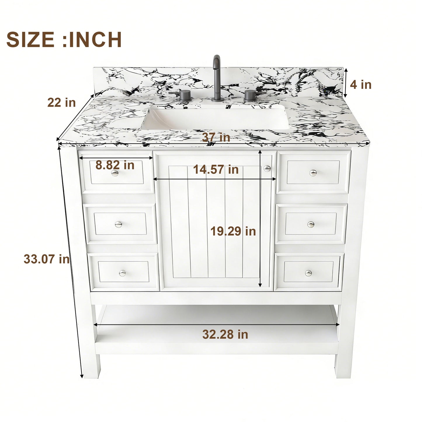Bathroom Vanity Set With 3 Drawers And Storage Cabinet - White