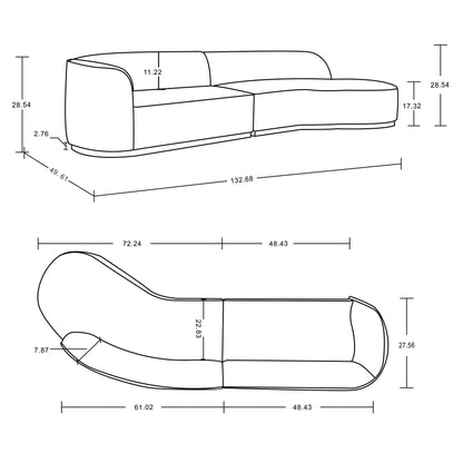 Daria - Sofa Sectional With Pillows, 2 Piece Design