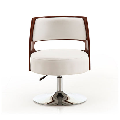 Salon - Swivel Lounge Chair 2 Tone Design With Adjustable Height And Full Swivel For Living Room - White