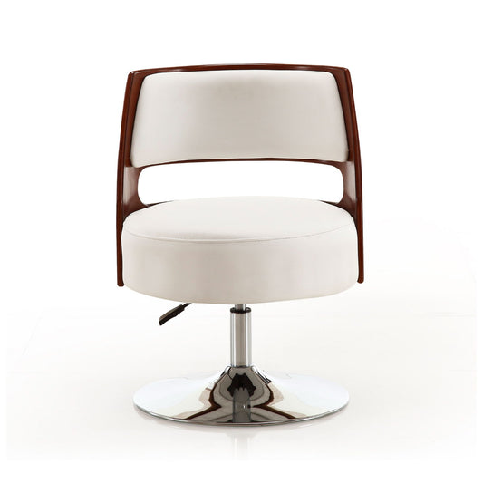 Salon - Swivel Lounge Chair 2 Tone Design With Adjustable Height And Full Swivel For Living Room - White