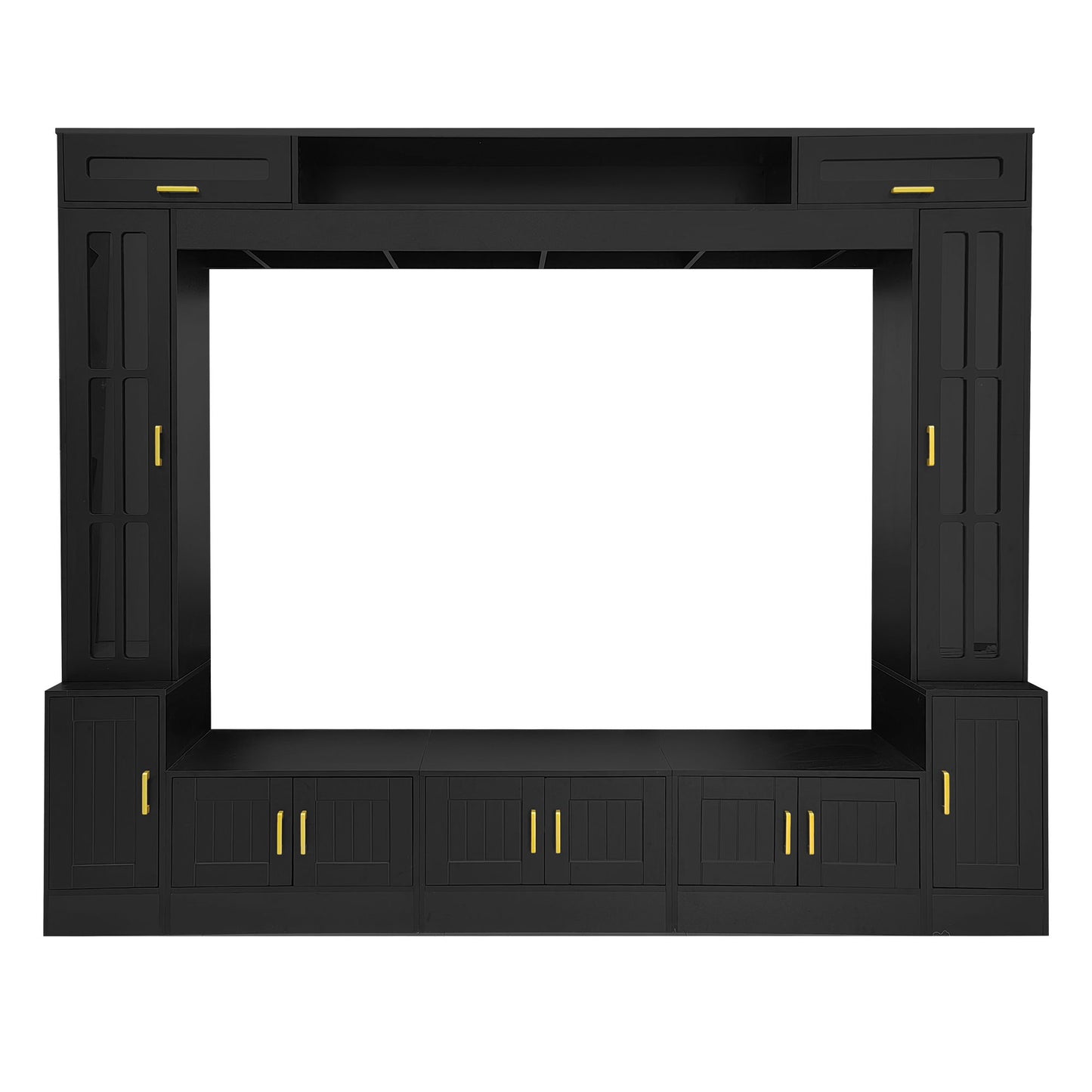 Wall Unit Entertainment Center With Bookshelves For TVs Up To 80"
