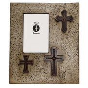 Picture Frame - 4" x 6" Distressed 3-Cross Picture Frame  - Cream
