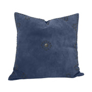 Western Suede Pillow - Western Suede Antique Silver Concho & Studded Pillow - Navy