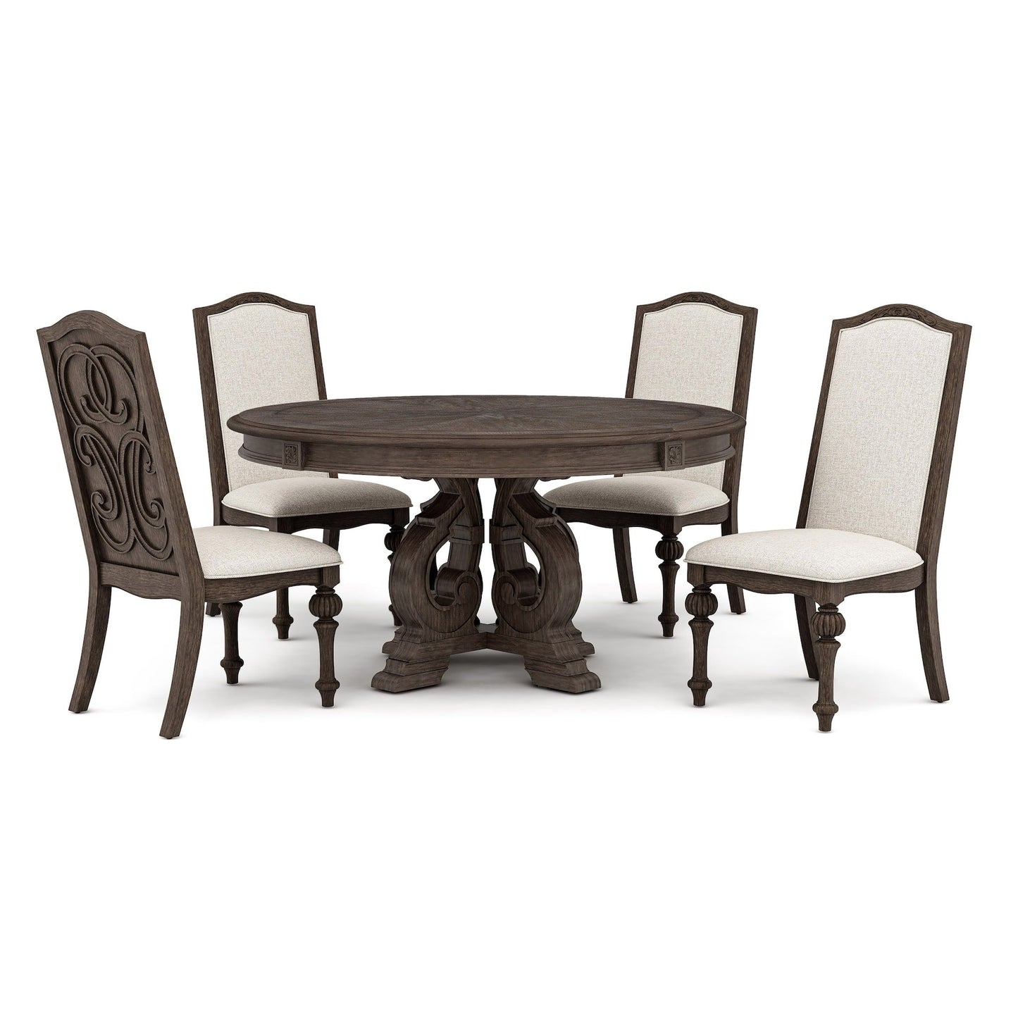 Elegant Dining Set Round Table And Side Chairs