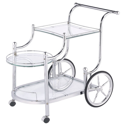 Reia - 3 Tier Cart With Casters & Tempered Glass Design - Chrome