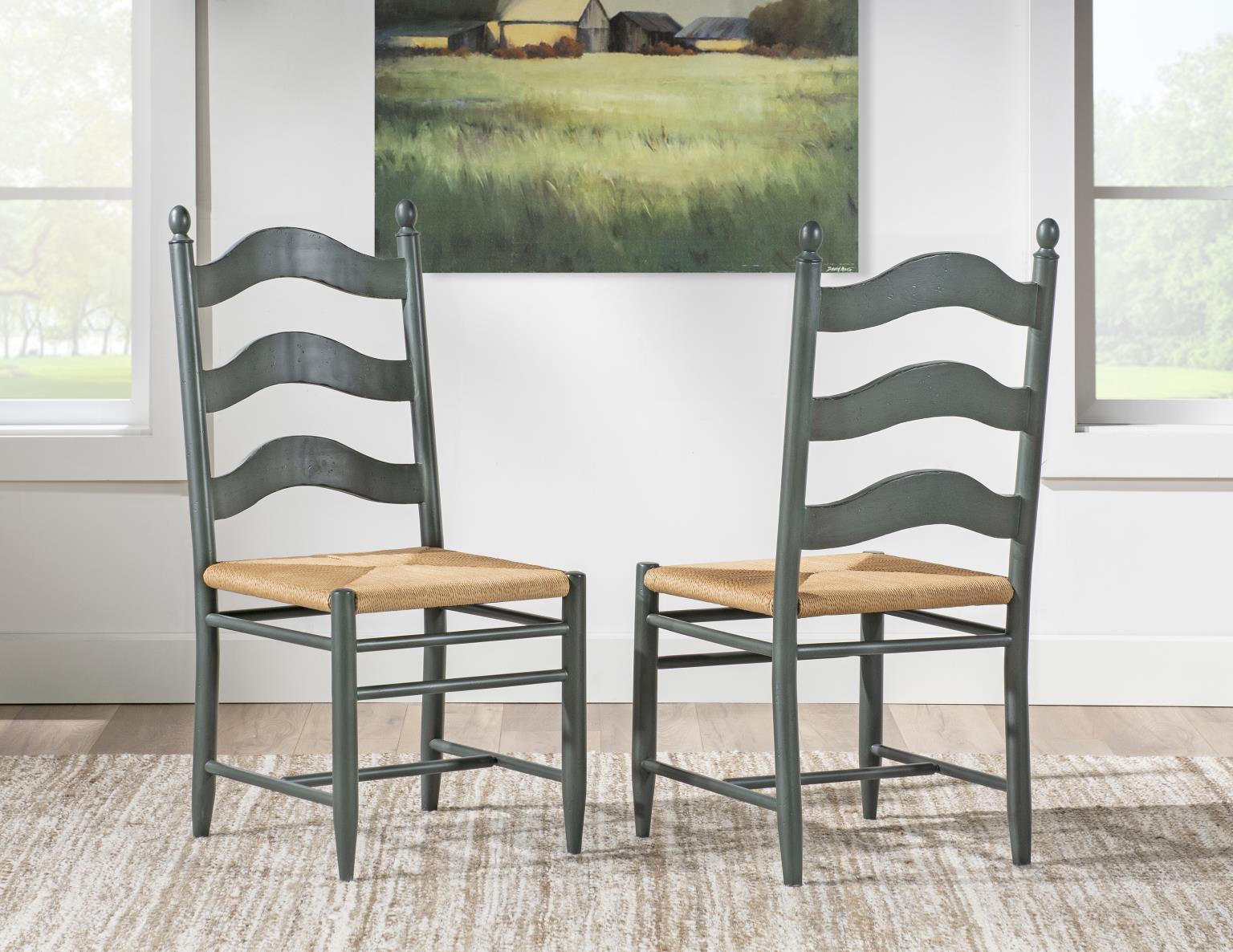 Vintage Market - Rush Seat Ladder Back Side Chair (Set of 2)