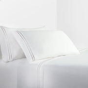 Stripe Sheet - King 350TC Embroidered Stripe Sheet Set (Set of 4) - White / Taupe