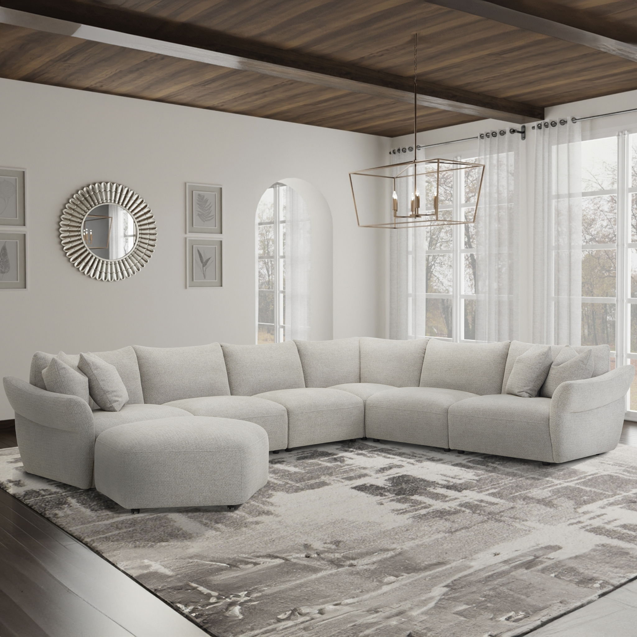 Playful - Ottoman With Casters - Canes Cobblestone