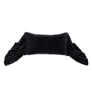 Stella - Faux Silk Velvet Long Ruffled Pillow - Black