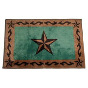 Rustic Star - Star Scroll Motif Rug - Turquoise