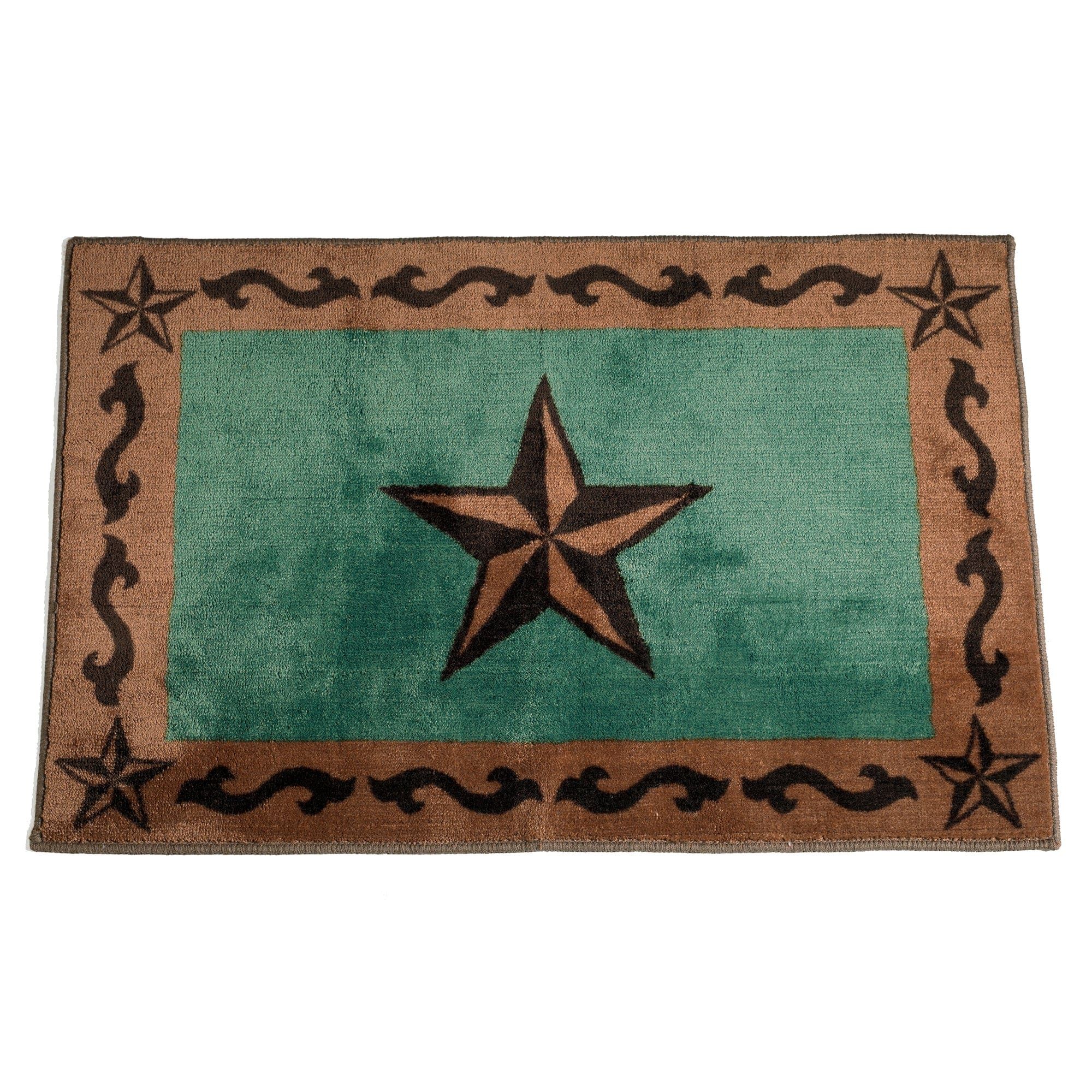 Rustic Star - Star Scroll Motif Rug 2 Per Carton - Turquoise