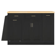 Kitchen Sideboard With Sliding Door Cabinet, 3 Tier Spice Rack