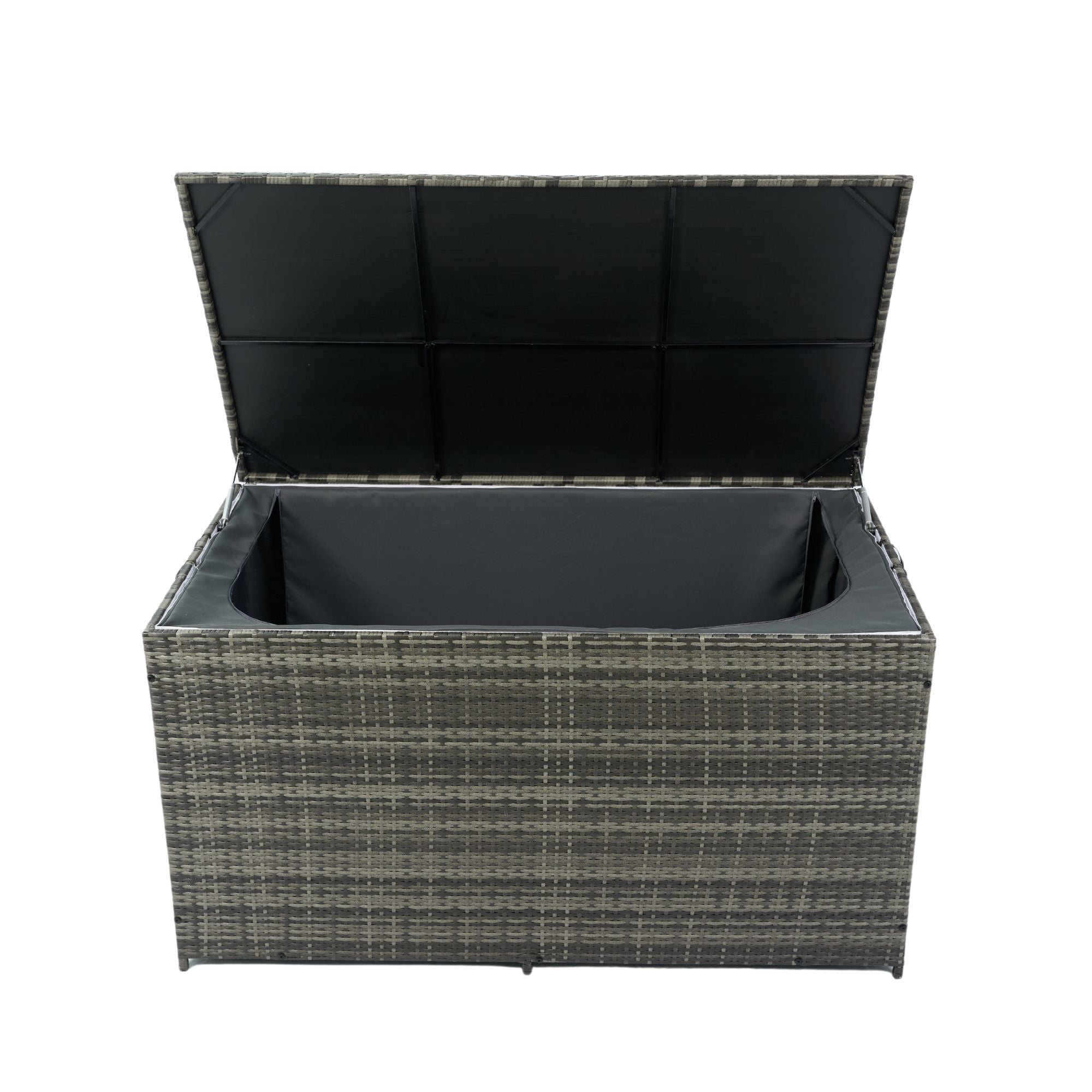 Outdoor Storage Box, Wicker Patio Deck Boxes With Lid, Outdoor Cushion Storage For Kids Toys, Pillows, Towel, Wicker