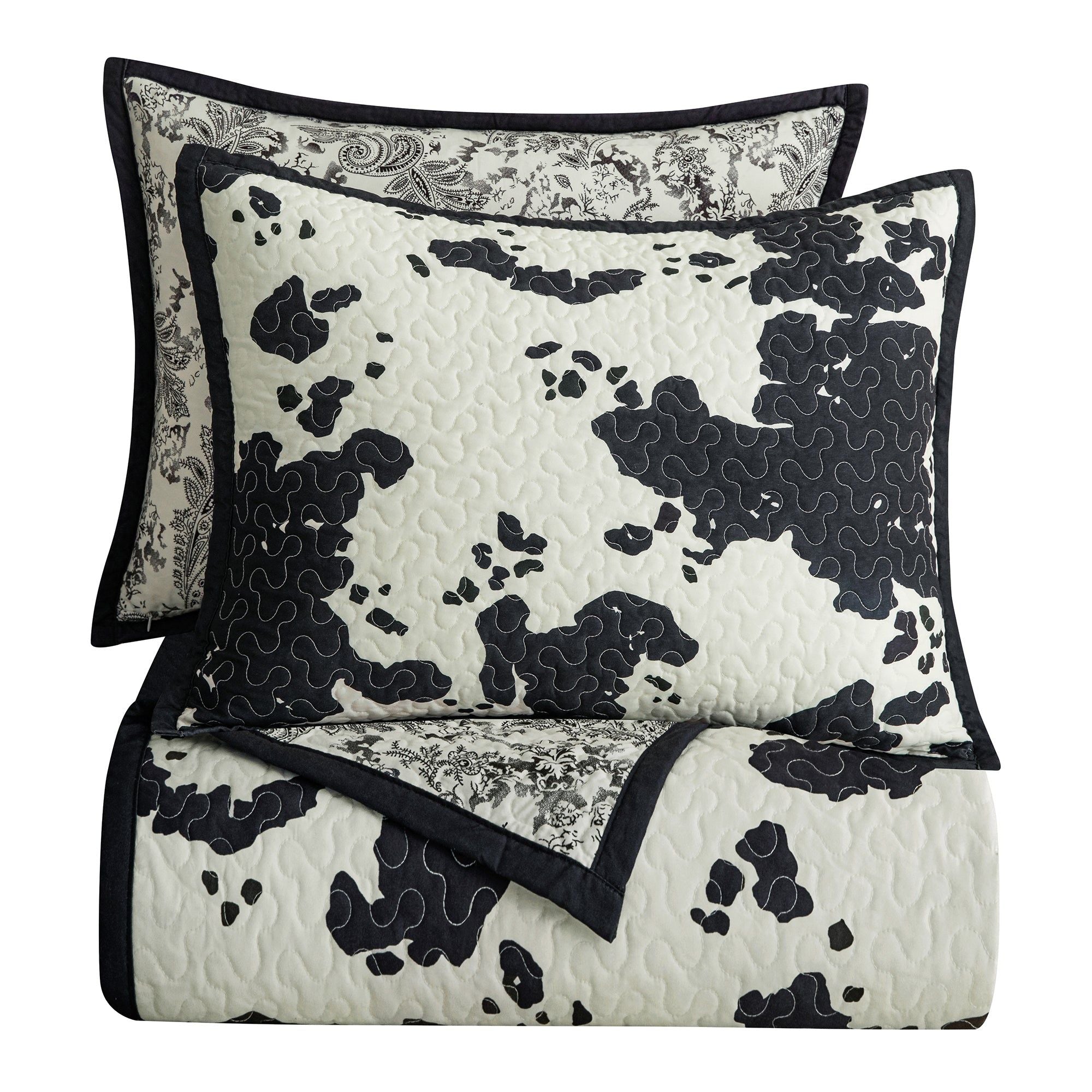 Clara - Twin Cowhide Reversible Quilt Set (Set of 2) - Black