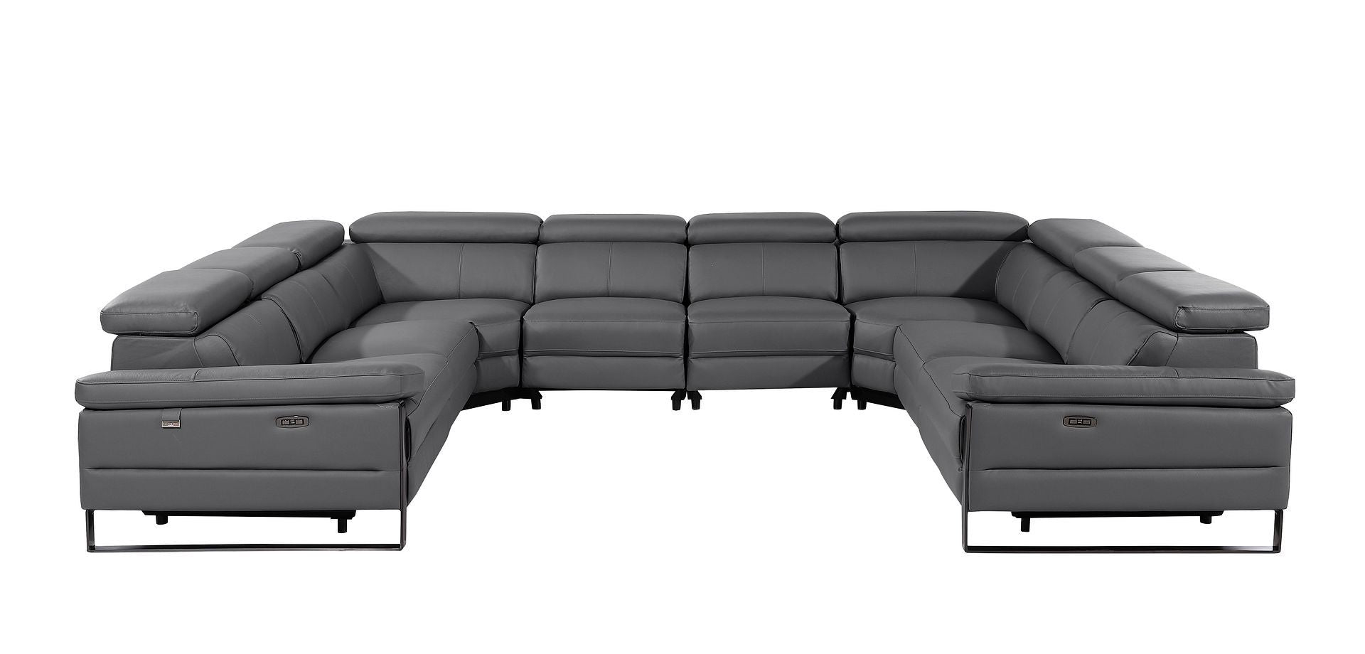1246 - 8-Piece U-Shaped Modular Power Reclining Sectional With 4 Power Recliners And Power Headrests