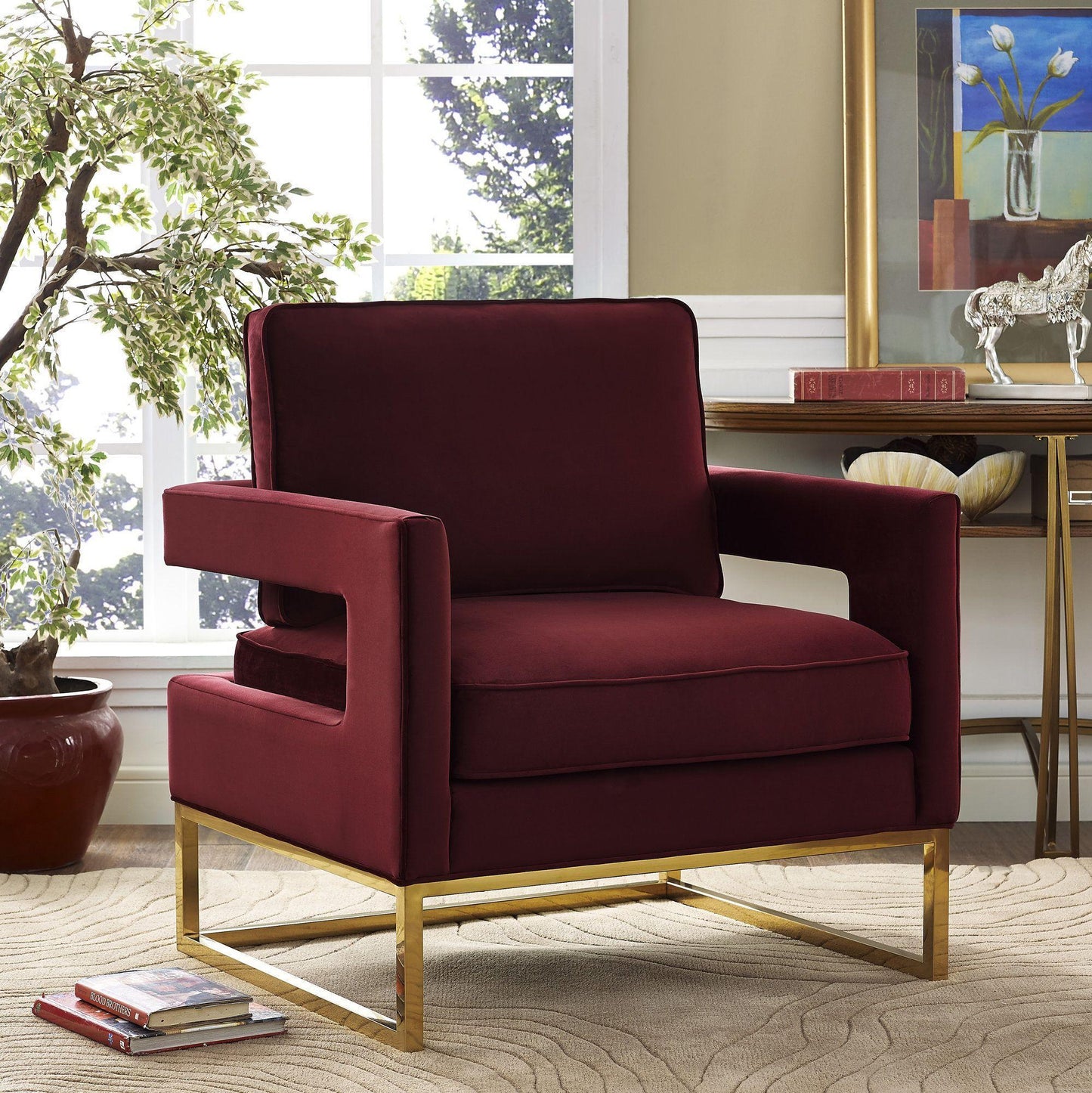 Avery - Velvet Chair With Polished Gold Base