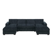 U - Sectional Sofa Upholstered LAF / RAF Chaise With Armless Loveseat And Chairs - Black