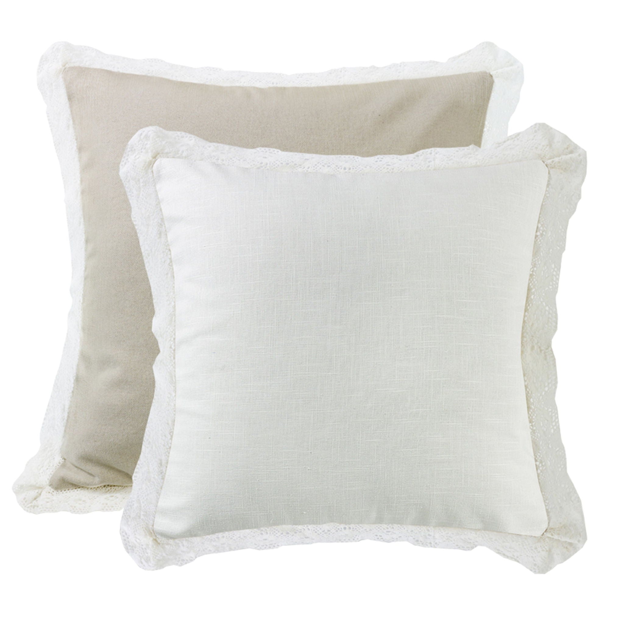 Charlotte - Laced Euro Sham - White / Khaki