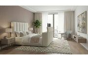 Serenity - King Bed With Speaker, TV Lift, Fireplace - Cream