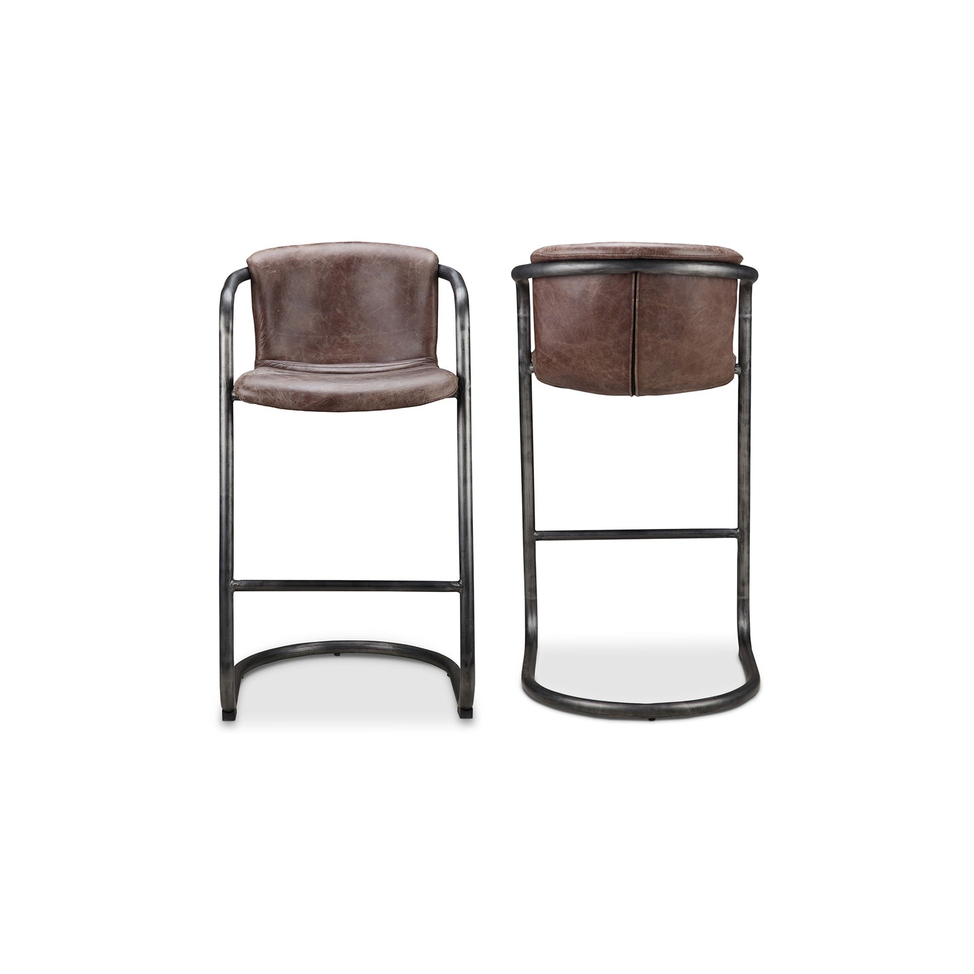 Freeman Leather Barstool (Set of 2) - Thumbnail 3