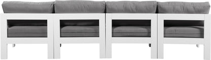 Nizuc - Outdoor Patio 4 Seat Armless Modular Sofa With White Frame